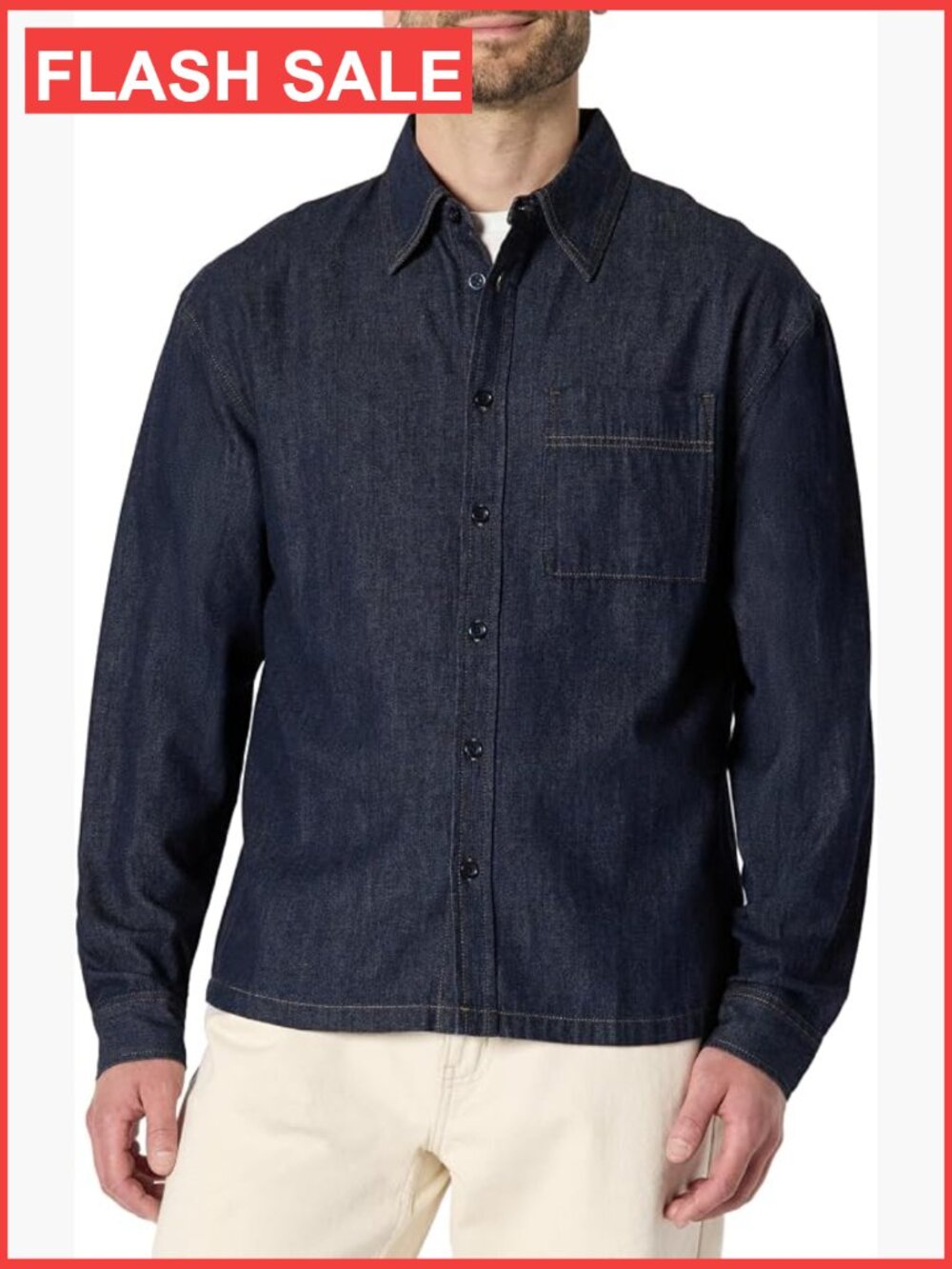 Men's Oversized Denim Button Down Shirt Long Sleeve Cotton